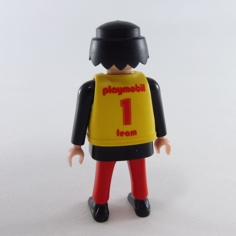 Playmobil Homme Rouge Et Noir Avec Gilet Shell Jaune