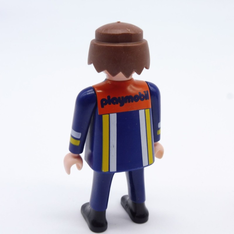 Playmobil Homme Pompier Bleu Et Orange