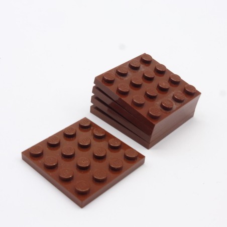 Lego Plate 4X4 3031 Reddish Brown Marron Rouge Lot De 5