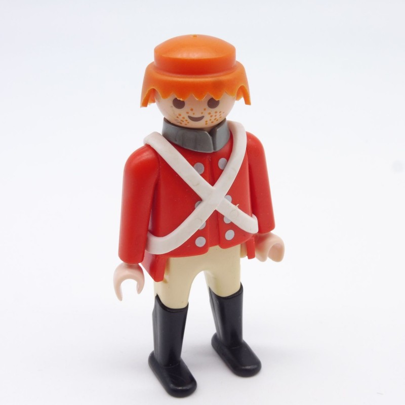 Playmobil Homme Officier Rouge Boutons Gris Brelage Blanc Jauni