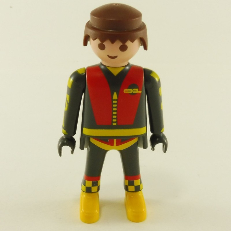 Playmobil 24398 Playmobil Homme Pilote Gris et Rouge avec Grosses Chaussures Jaunes