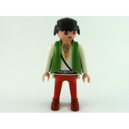 Playmobil 21621 Playmobil Homme Orange et Blanc Poilu Gros Ventre Gilet Vert