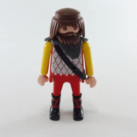 Playmobil 26864 Playmobil Viking Man Red and Yellow Gray Scales Fur Collar Gray