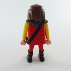 Playmobil Viking Man Red and Yellow Gray Scales Fur Collar Gray