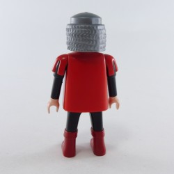 Playmobil Man Knight Red and Black Big Belly Dark Red Boots