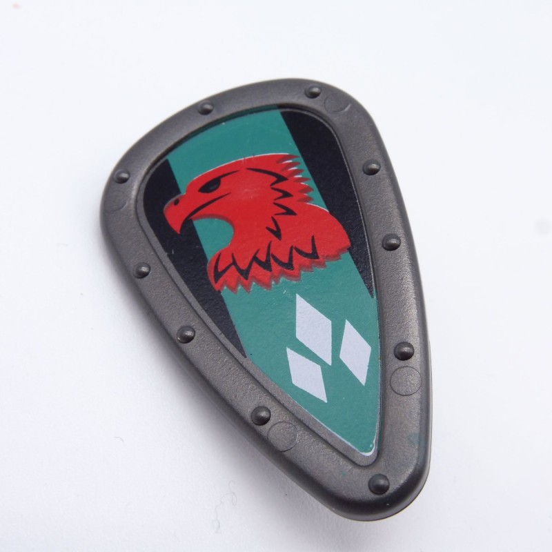 Playmobil 12237 Gray Shield Green and Black Background Red Hawk