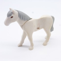 Playmobil 14725 2nd Generation White Horse with Gray Mane a little dirty or yellowed