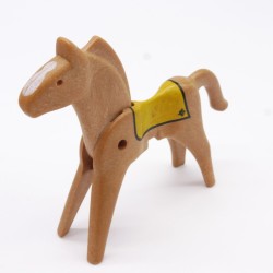 Jouet miniature de la marque PLAYMOBIL, un cheval marron clair de 1974