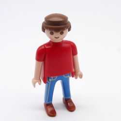 Playmobil Homme Bleu et Rouge avec Jeans et Manches Courtes