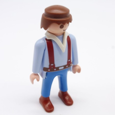 Playmobil 33269 Homme Cowboy Bleu Bretelles et Bottes Marrons Col Blanc