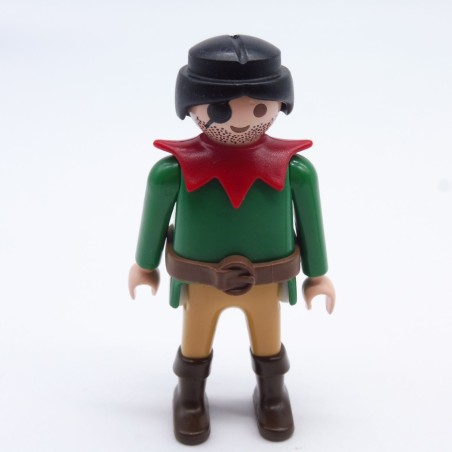 Playmobil 33485 Homme Médiéval Vert et Marron Ceinture Marron Col Rouge