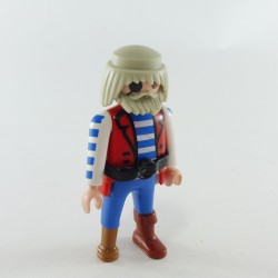 Playmobil 26124 Playmobil Homme Pirate Rouge Bleu et Blanc Jambe de Bois