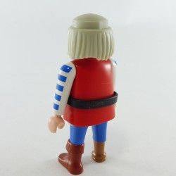 Playmobil Man Pirate Red Blue and White Leg of Wood