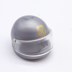 Playmobil 33648 Casque de Moto Gris Argent avec Visière Logo Police Doré