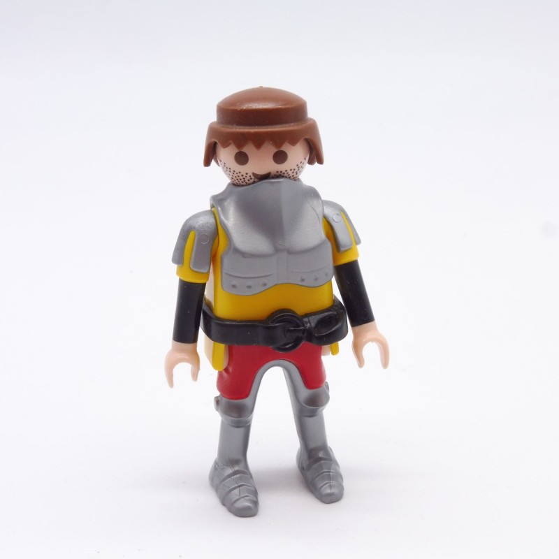 Playmobil 6434 Chevalier Jaune Noir Rouge Ceinture Noire Col Armure Argent