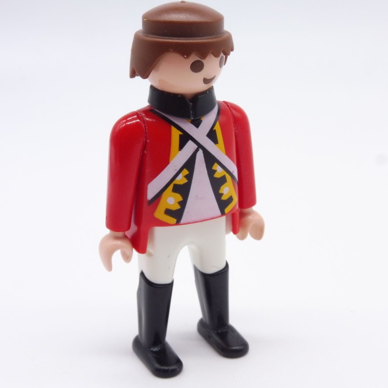 Playmobil 34489 Soldat Officier Rouge et Blanc Bottes Noires Col Noir