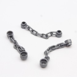 Lego LEG0095 3X 92338 Chaine Chain 5 Links Gris Argent