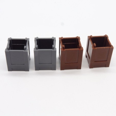 Lego LEG0116 4X 61780 Container Caisse Marron Gris Foncé