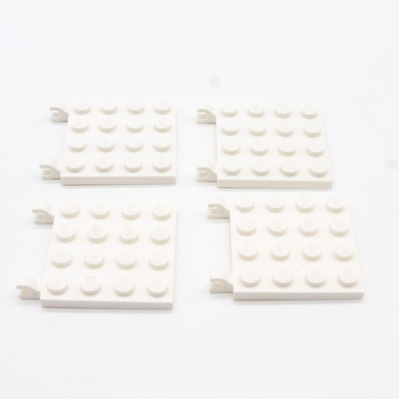 Lego LEG0159 4X 11399 47998 Plate Modified 4x4 with 2 Clips Blanc