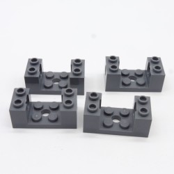 Lego LEG0178 4X 18975 Technic Brick 2x4x1 1/3 Pins Holes 2x2 Cutout Dark Gray