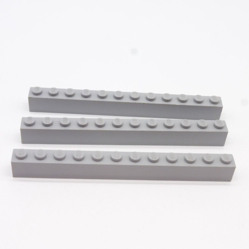 Lego LEG0499 3X 6112 Brick 1x12 Light Bluish Gray Gris Clair un peu abimées