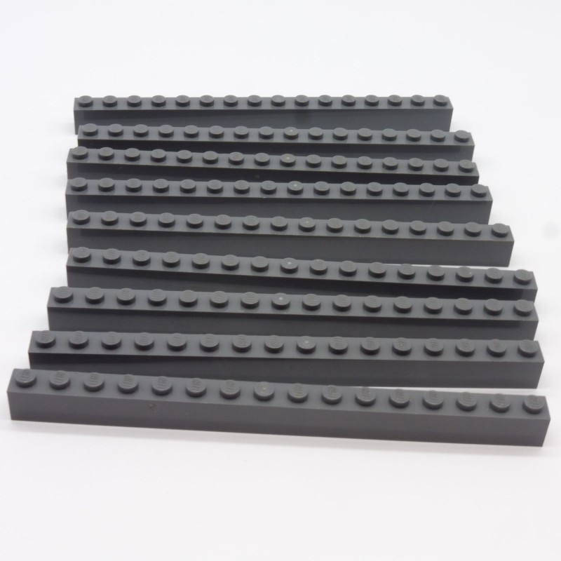 Lego LEG0504 9X 2465 Brick 1x16 Dark Bluish Gray Dark Gray a little damaged