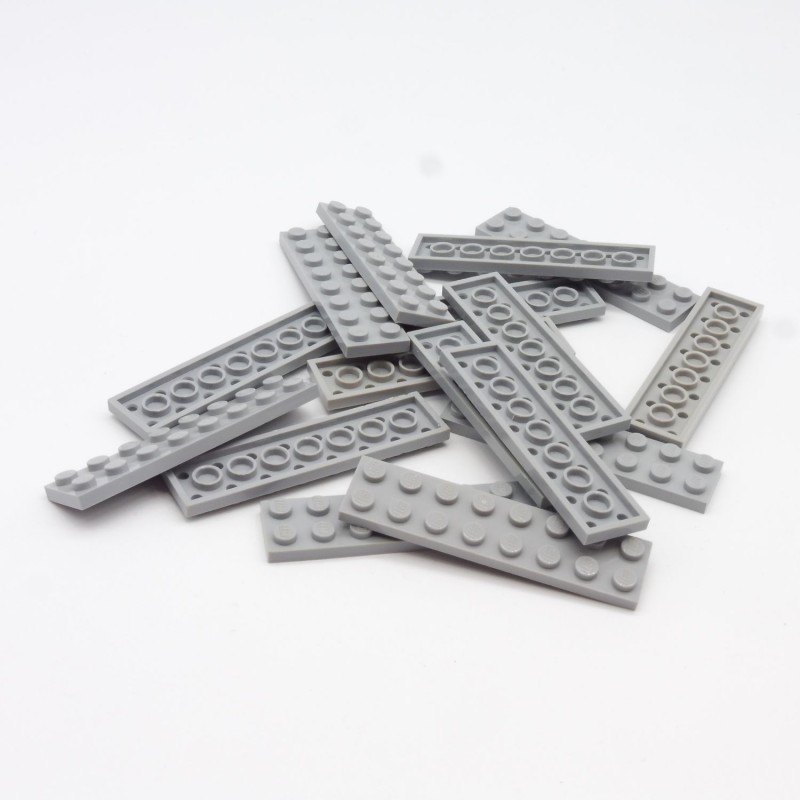 Lego LEG0517 16X 3034 Plate 2x8 Light Bluish Gray Gris Clair un peu usées