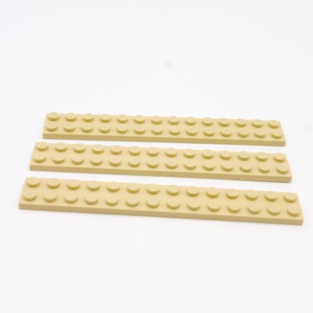 Lego LEG0525 3X 91988 Plate 2x14 Tan Beige