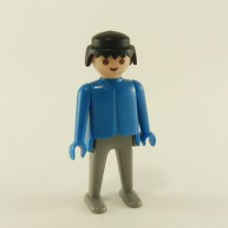 Playmobil Homme Bleu et Gris Foncé Vintage Mains Fixes