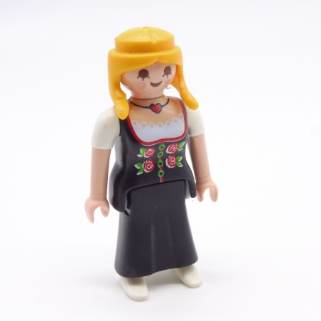 Playmobil 7167 Woman Black Dress Pink Flowers White Shoes