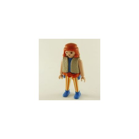 Playmobil 23413 Playmobil Homme Orange Blanc et Bleu Gilet Fourrure Viking