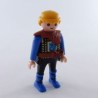 Playmobil 28764 Playmobil Homme Chevalier Bleu et Noir Col Fourrure Marron Ceinture Marron