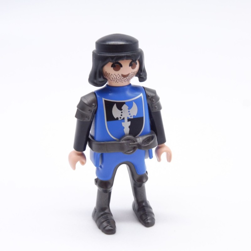 Playmobil 36695 Homme Chevalier Noir Bleu et Gris Hache Grise