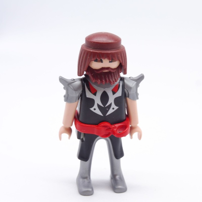 Playmobil 36699 Homme Chevalier Barbare Noir Rouge et Argent Ceinture Rouge