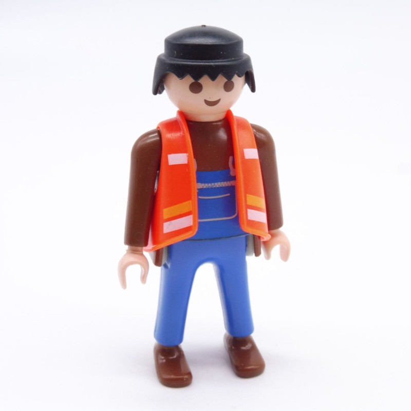 Playmobil 36716 Men's Brown and Blue Fluo Orange Vest