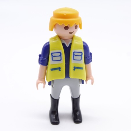 Playmobil 36719 Men's Blue and Gray Fluorescent Yellow Quilted Vest