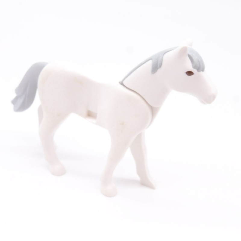 Playmobil 37304 White Horse 2nd Generation with a Slightly Dirty Grey Mane