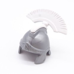 Playmobil 8233 Casque de Soldat Romain Gris avec plume Blanche