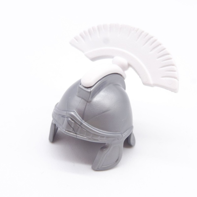 Playmobil 8233 Casque de Soldat Romain Gris avec plume Blanche