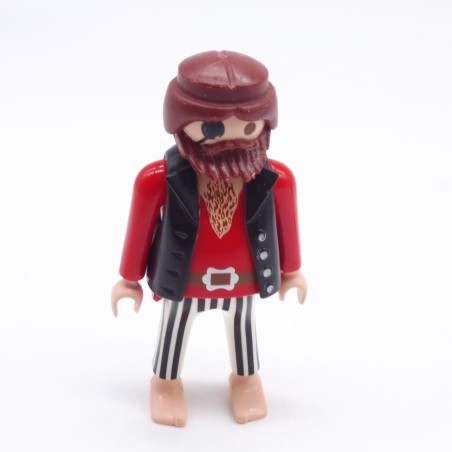 Playmobil 17773 Pirate Man Red White and Black Vest Black Big Belly