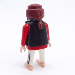 Playmobil Pirate Man Red White and Black Vest Black Big Belly