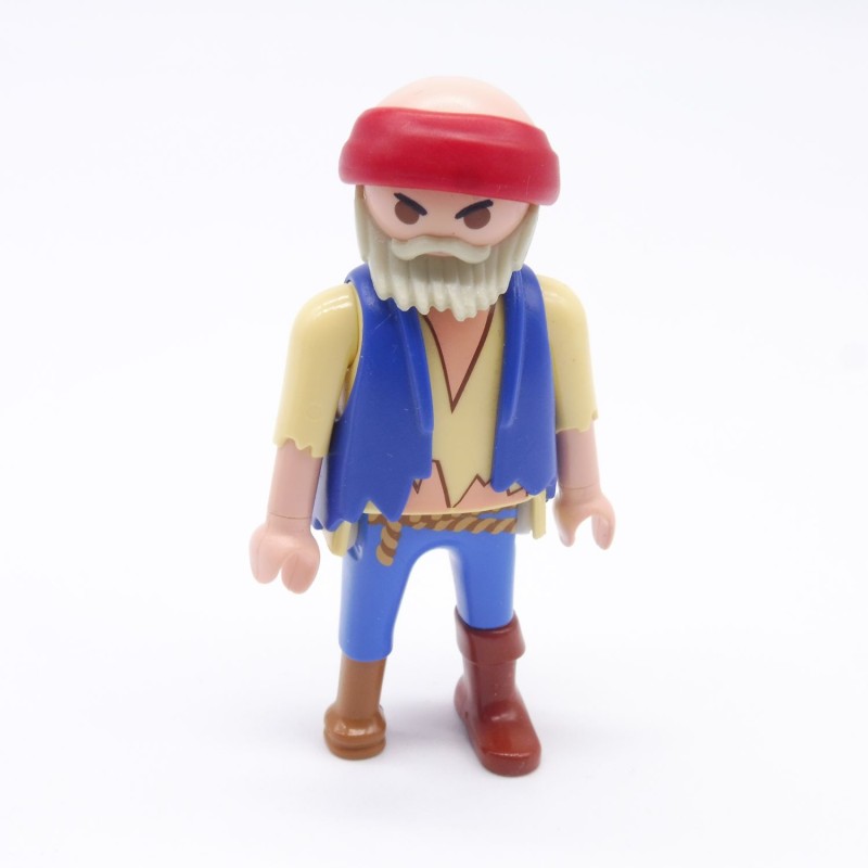 Playmobil 17774 Homme Pirate Jaune Paille et Bleu Gilet Bleu Jambe de Bois