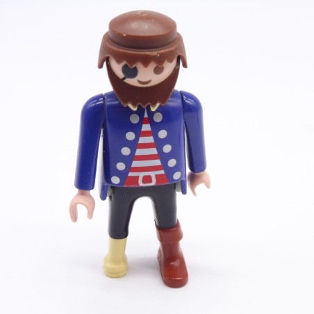 Playmobil 17775 Homme Pirate Bleu Noir et Rouge Jambe de Bois