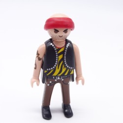 Playmobil 11853 Bald Bandit Man Black Vest Tattoo