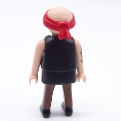 Playmobil Bald Bandit Man Black Vest Tattoo