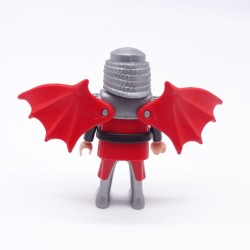 Playmobil Homme Chevalier Rouge Noir et Argent Ailes de Dragon