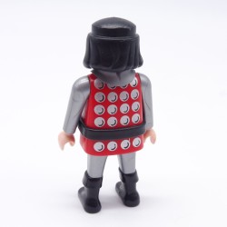 Playmobil Homme Chevalier Rouge Argent Ronds Gris