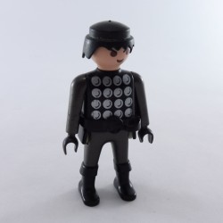 Playmobil 28762 Playmobil Homme Chevalier Noir et Argent Ronds Argents Ceinture Noire