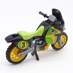 Playmobil Moto Cross Noire et verte 4426 7396 un peu usée 