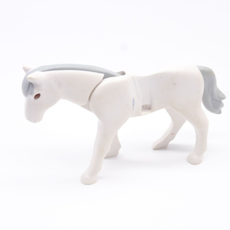 Playmobil White Horse 2nd Generation with Gray Mane a little dirty 